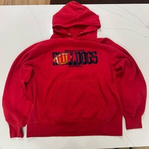Vintage Y2K embroidered Fresno State Bulldogs football red hoodie